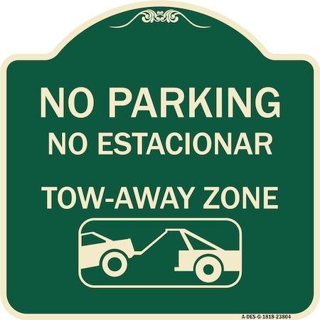 No Parking No Estacionar Tow Away Zone With Graphic Heavy-Gauge Aluminum Architectural Sign